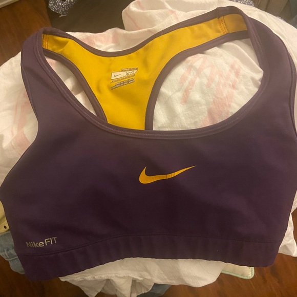 Nike Fit Sports Bra Lakers Eggplant and Gold xs - Picture 4 of 7